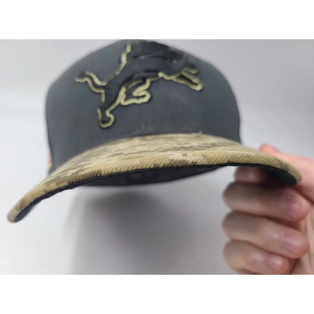 Detroit Lions Salute‎ To Service Camo New Era 59Fifty Fitted 7 Hat Cap NFL Gray